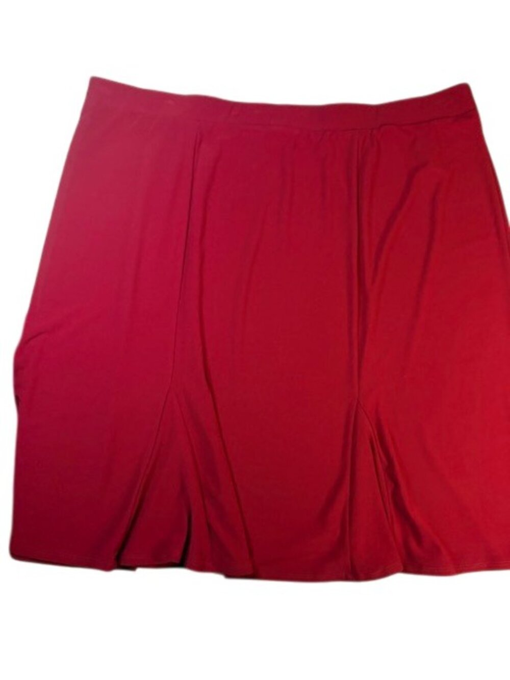 Susan Graver Burgundy/Red Knit Pull-On Pleated Knit Skirt 2X